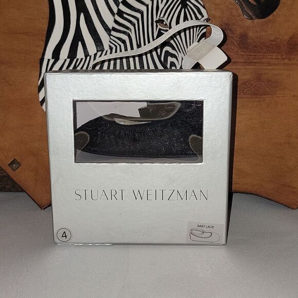 New Stuart Weitzman Black Baby Lacie Lace Shoes 9-12 Months Size 4 - Picture 2 of 10